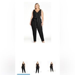 Time n Tru Vertical Striped Sleeveless Black Jumpsuit